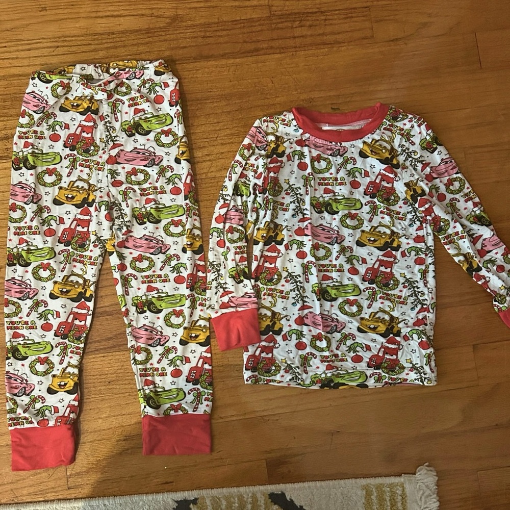 Festive Red and White Pajama Set with Holiday Print